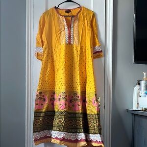 Yellow and Pink Patterned Dress